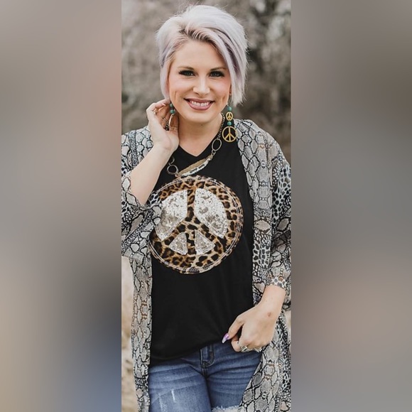 Tops - Peace Out Cheetah V-neck Tshirt